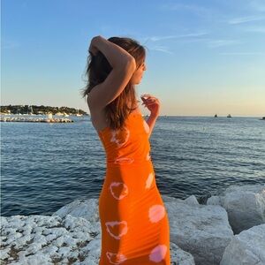 Orange Tie-Dye Women's Dress